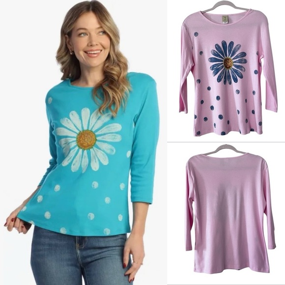 NWT Jess & Jane Happy Days 3/4 Tee in Pink size Medium - Picture 1 of 13